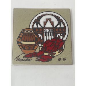 Vintage 1984 Ceramic Tile Coaster Designed By Cleo Teissedre Santa Fe New Mexico